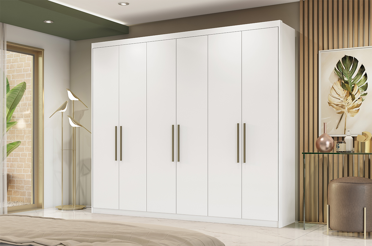 Guarda Roupa Casal 6 Portas 267cm 63370 Sumatra Branco Demobile