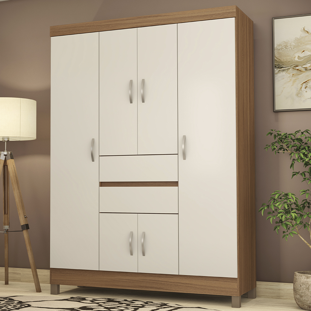 Guarda Roupa Casal 6 Portas 62020 Amendola Off White Demobile