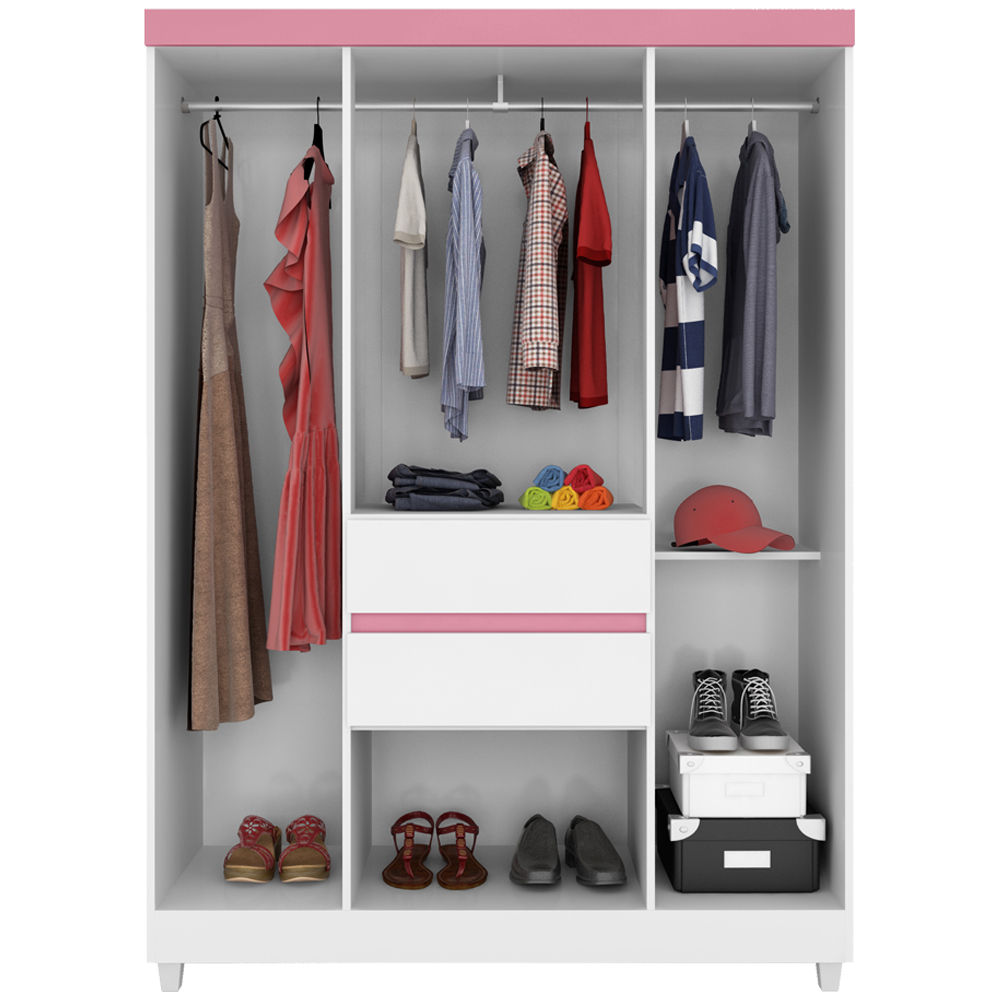 Guarda Roupa Casal 6 Portas 62020 Branco Rosa Flex Demobile