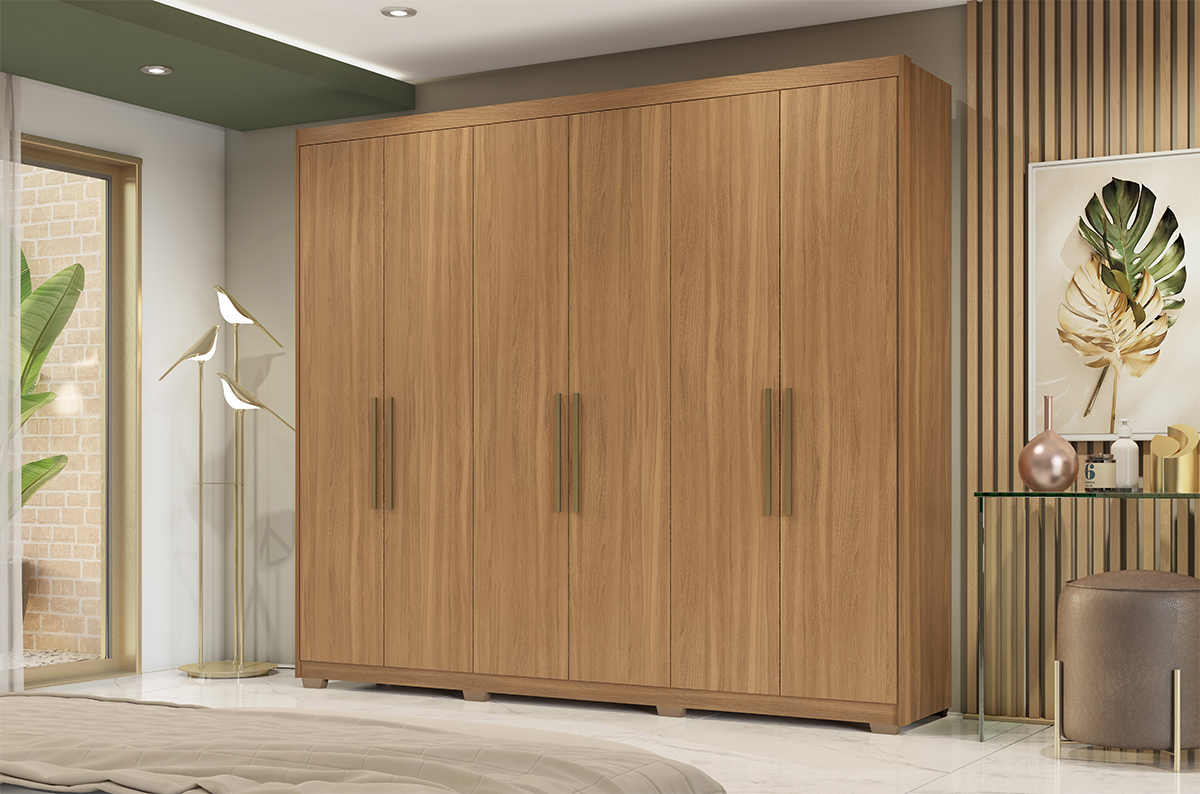 Guarda Roupa Casal 6 Portas Com Pes 63370PE Sumatra Amendola Touch Demobile