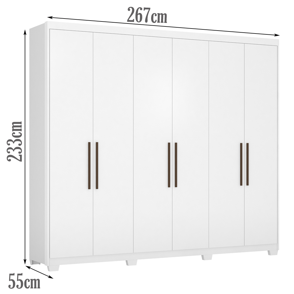 Guarda Roupa Casal 6 Portas Com Pes 63370PE Sumatra Branco Demobile