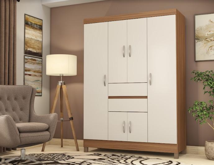 Guarda Roupa Casal 6 Portas Ecom ll 62020 Amendola Off White Demóbile - Rocha Móveis