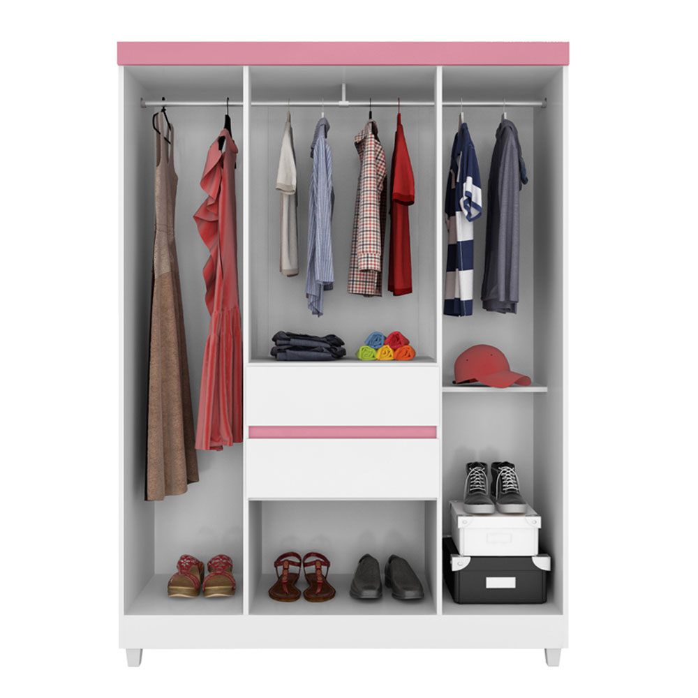 Guarda Roupa Casal 6 Portas Ecom ll 62020 Branco Rosa Flex Demóbile