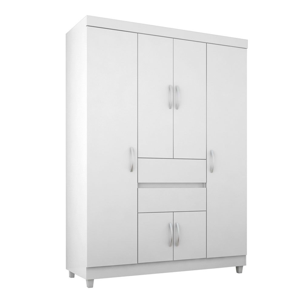 Guarda Roupa Casal 6 Portas Ecom ll 62020 Branco Rosa Flex Demóbile