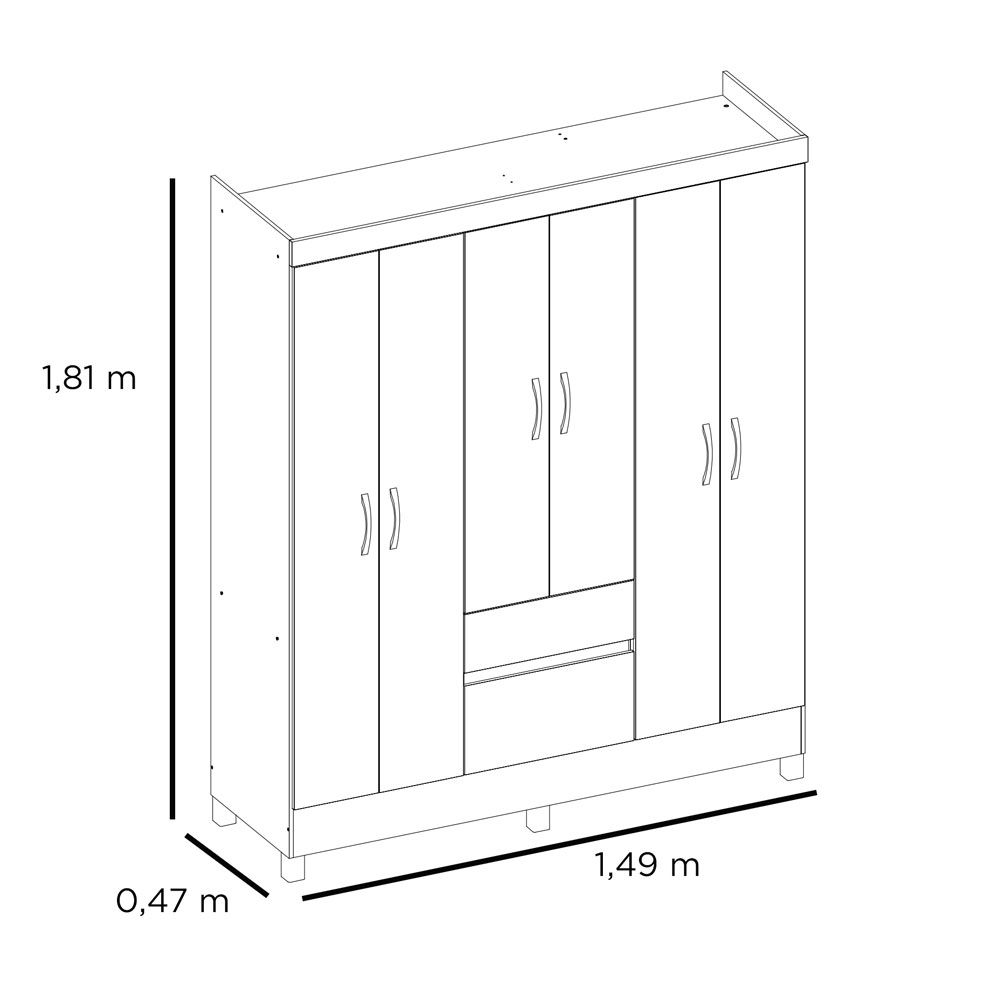 Guarda Roupa Casal 6 Portas Flash ll 62920 Amêndola Touch Demóbile