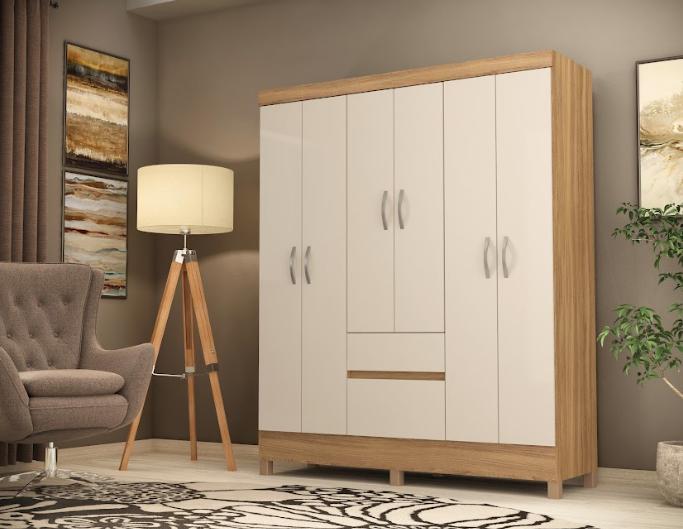 Guarda Roupa Casal 6 Portas Flash ll 62920 Amendola Off White Demóbile - Rocha Móveis