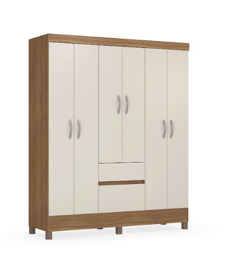 Guarda Roupa Casal 6 Portas Flash ll 62920 Amendola Off White Demóbile - Rocha Móveis