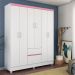 Guarda Roupa Casal 6 Portas Flash ll 62920 Branco Rosa Flex Demóbile