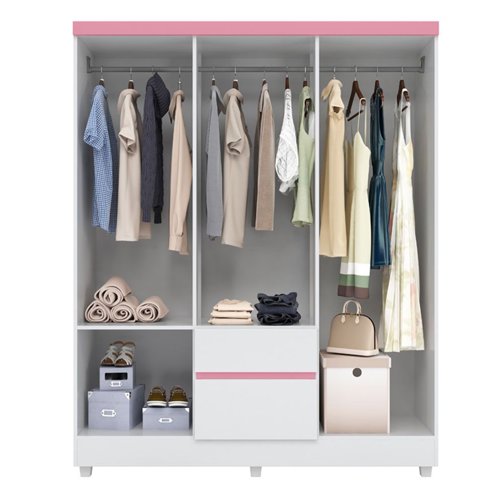 Guarda Roupa Casal 6 Portas Flash ll 62920 Branco Rosa Flex Demóbile