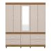 Guarda Roupa Casal 6 Portas Guarujá c/ Espelho 64720 Amêndola Touch / Off White Demóbile