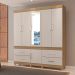 Guarda Roupa Casal 6 Portas Guarujá c/ Espelho 64720 Amêndola Touch / Off White Demóbile
