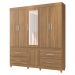 Guarda Roupa Casal 6 Portas Guarujá c/ Espelho 64720 Amêndola Touch Demóbile
