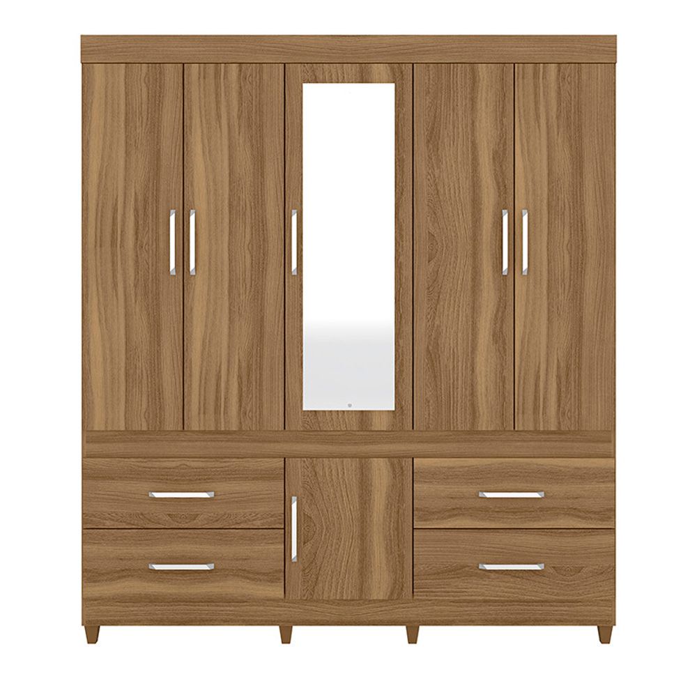 Guarda Roupa Casal 6 Portas Guarujá c/ Espelho 64720 Amêndola Touch Demóbile