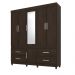 Guarda Roupa Casal 6 Portas Guarujá c/ Espelho 64720 Ébano Touch Demóbile