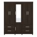 Guarda Roupa Casal 6 Portas Guarujá c/ Espelho 64720 Ébano Touch Demóbile
