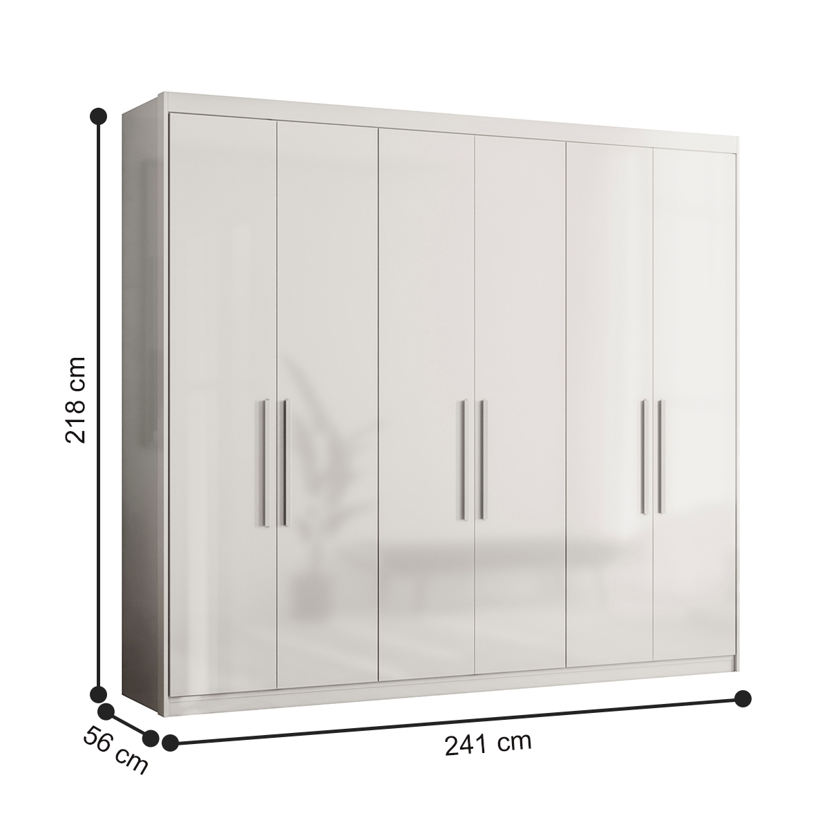 Guarda Roupa Casal 6 Portas Lens Branco