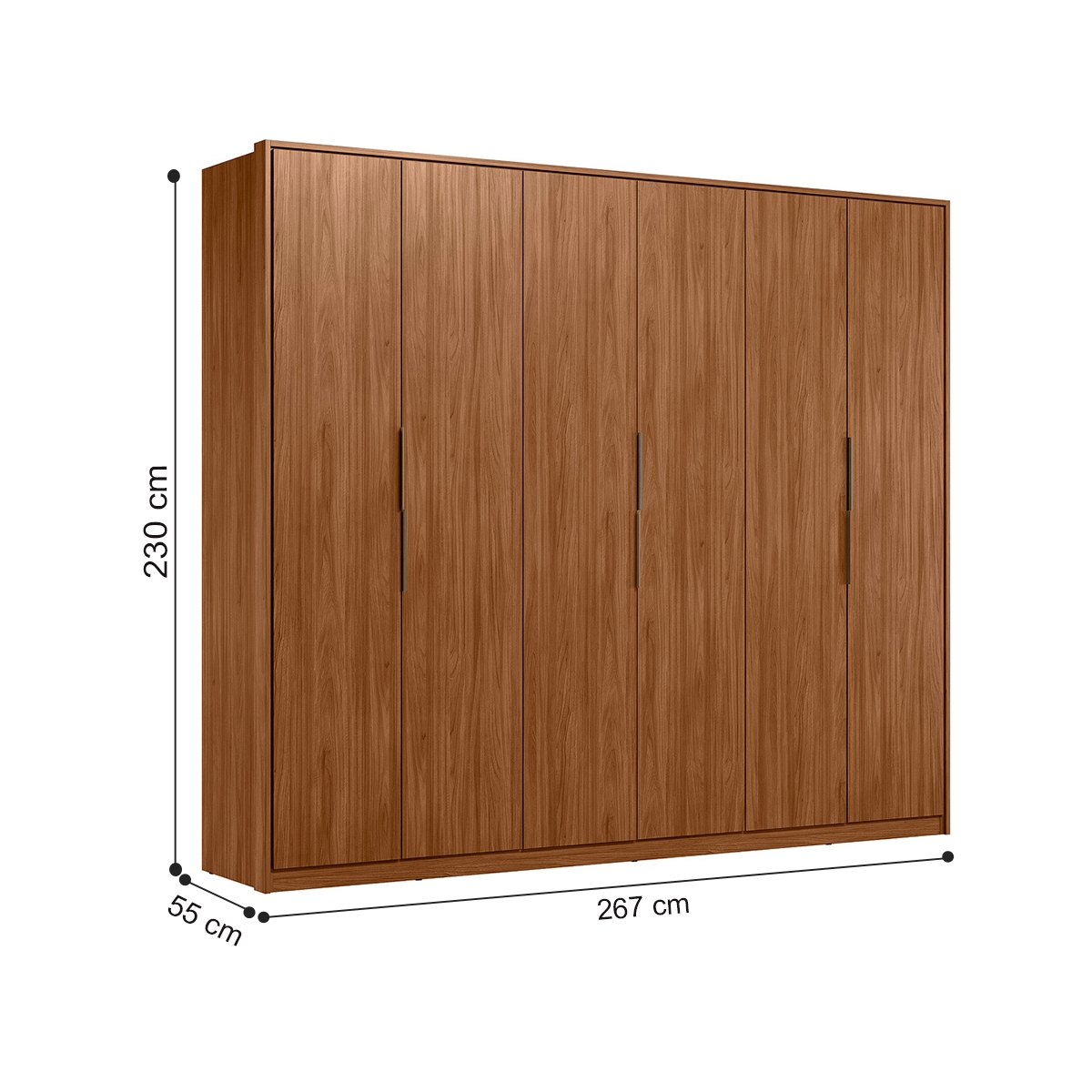 Guarda Roupa Casal 6 Portas Lisboa Nogueira Touch