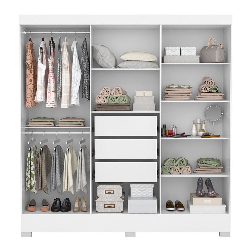Guarda Roupa Casal 6 Portas Prático 63020 Branco Demóbile