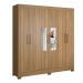 Guarda Roupa Casal 6 Portas Prático c/ Espelho 63020EL Amêndola Touch Demóbile