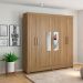 Guarda Roupa Casal 6 Portas Prático c/ Espelho 63020EL Amêndola Touch Demóbile