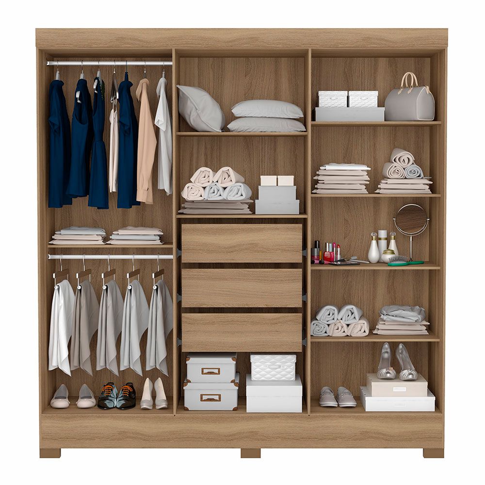 Guarda Roupa Casal 6 Portas Prático c/ Espelho 63020EL Amêndola Touch Demóbile