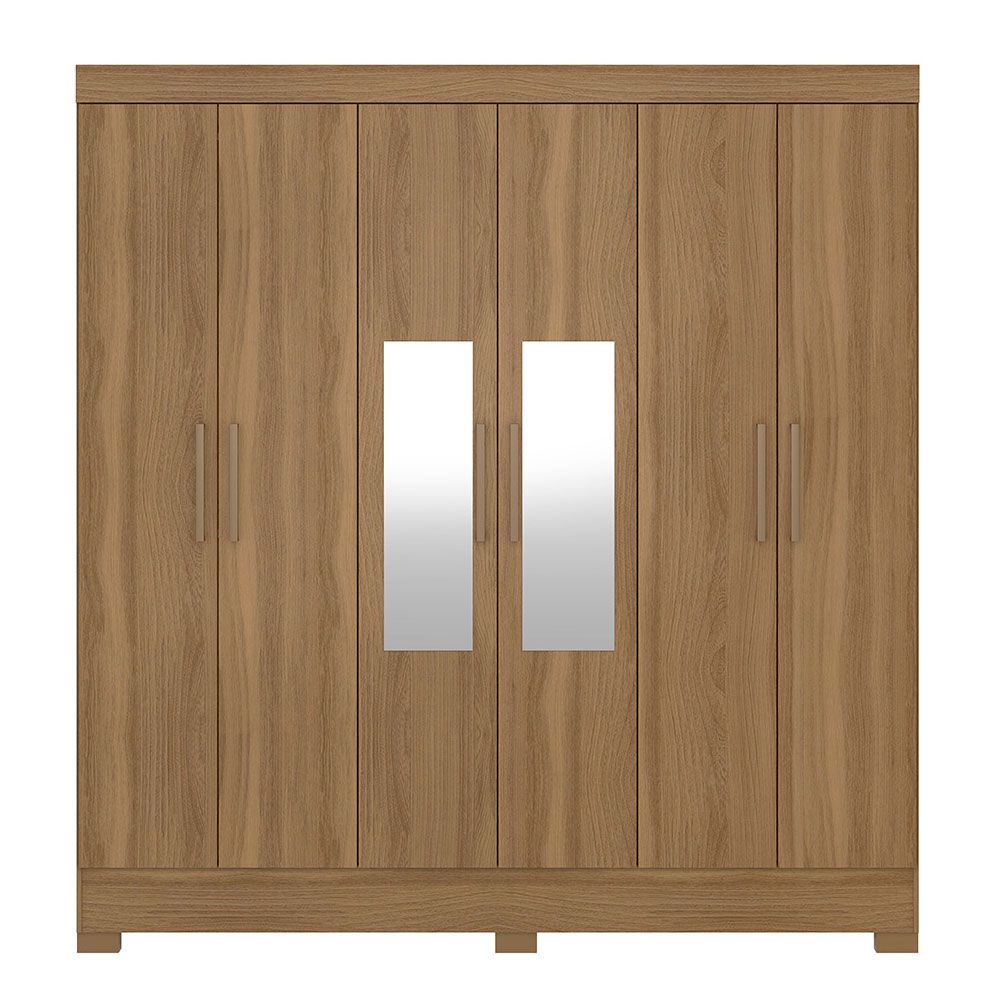 Guarda Roupa Casal 6 Portas Prático c/ Espelho 63020EL Amêndola Touch Demóbile