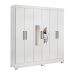 Guarda Roupa Casal 6 Portas Prático c/ Espelho 63020EL Branco Demóbile