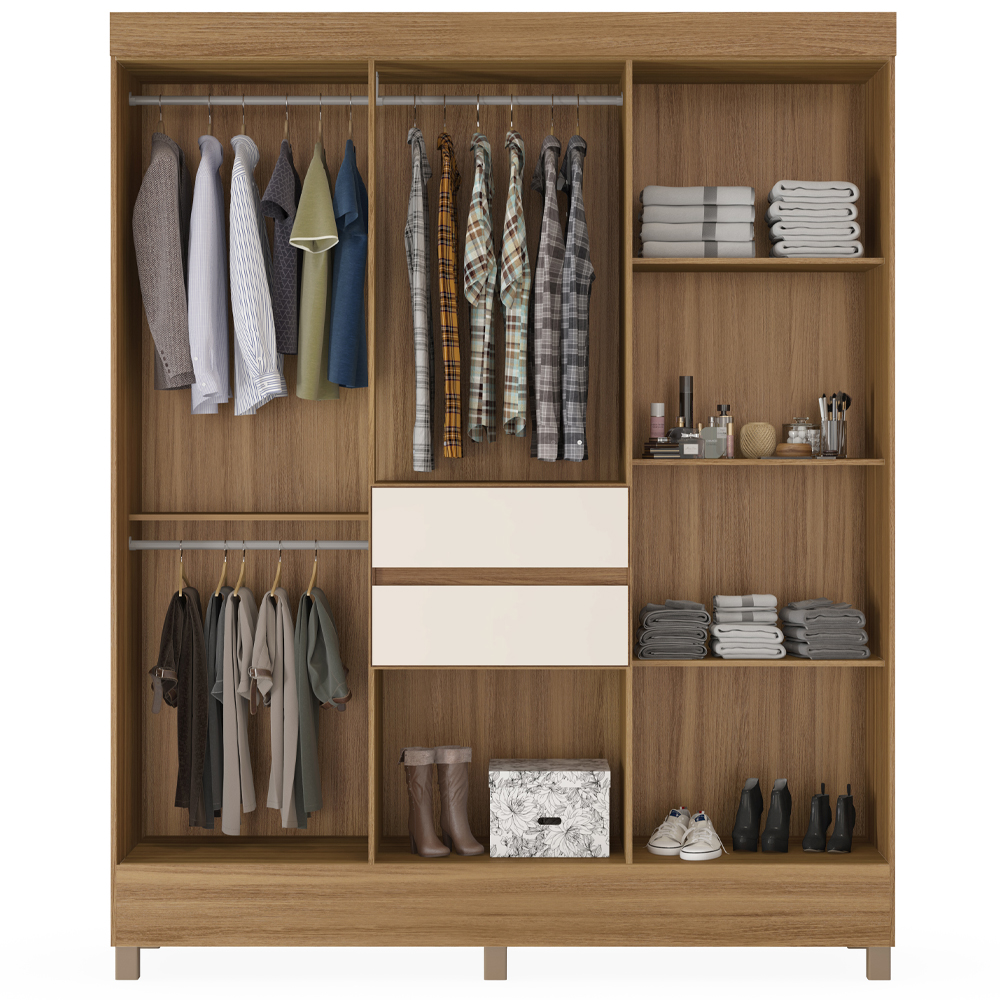 Guarda Roupa Casal 8 Portas Com Espelho 82060EL Amendola Off White Demobile