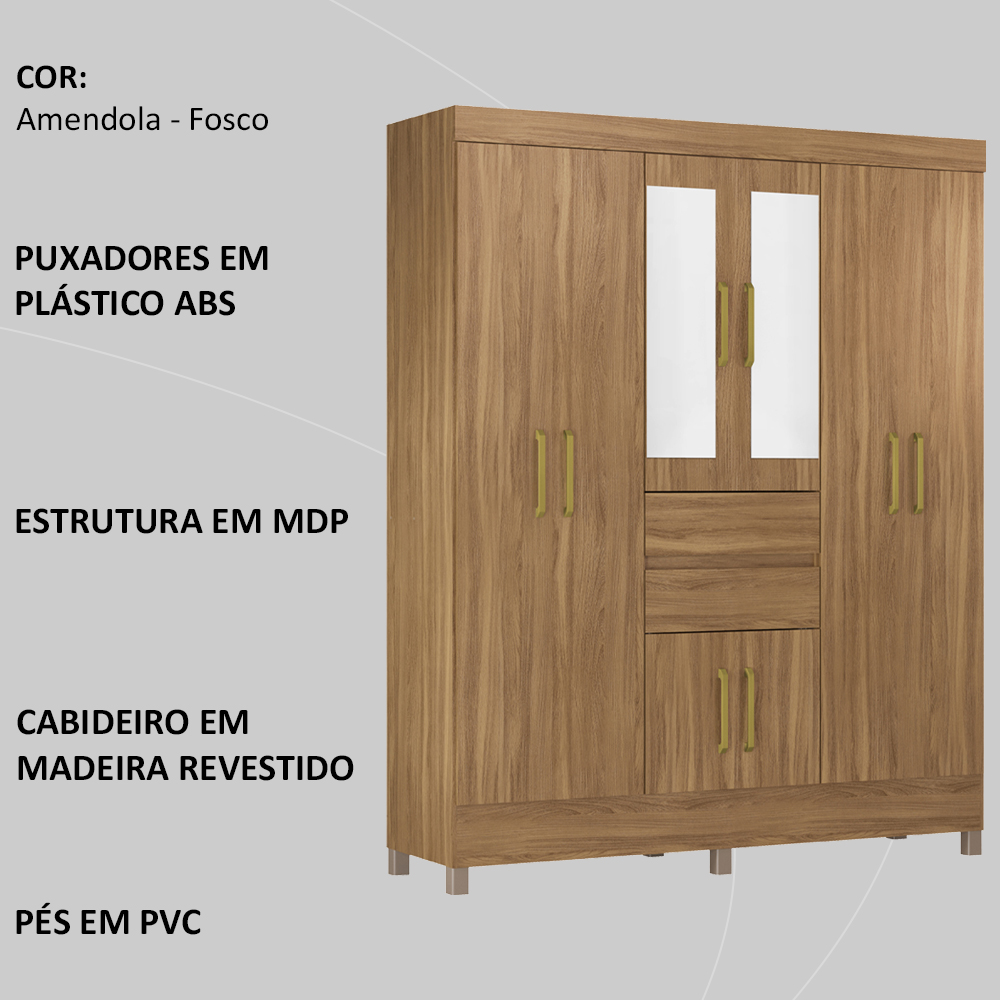 Guarda Roupa Casal 8 Portas Com Espelho 82060EL Amendola Touch Demobile