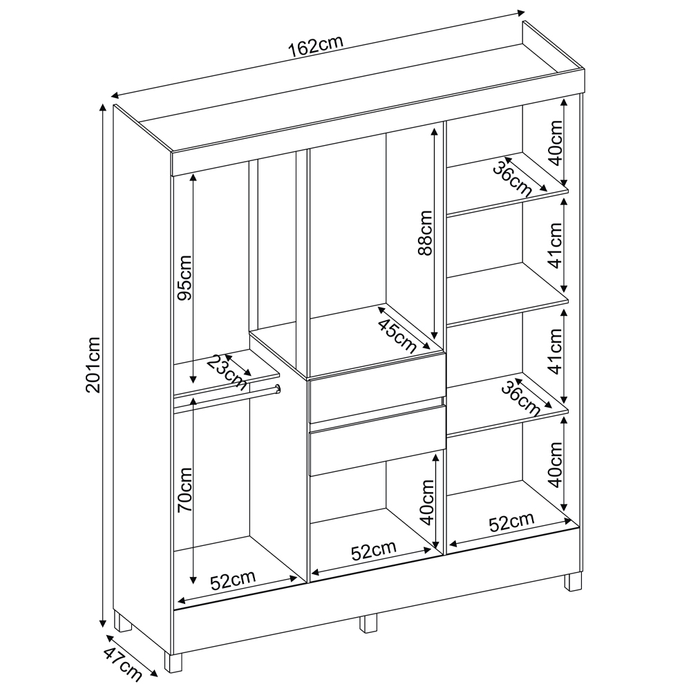 Guarda Roupa Casal 8 Portas Com Espelho 82060EL Branco Demobile