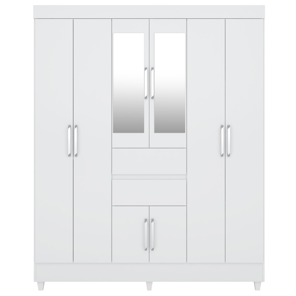Guarda Roupa Casal 8 Portas Com Espelho 82060EL Branco Demobile