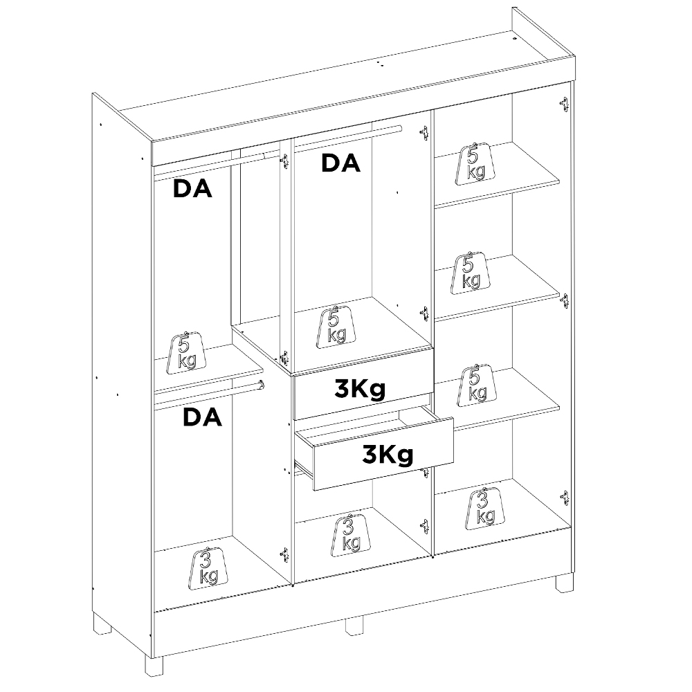 Guarda Roupa Casal 8 Portas Com Espelho 82060EL Branco Demobile