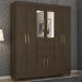 Guarda Roupa Casal 8 Portas Com Espelho 82060EL Ebano Demobile