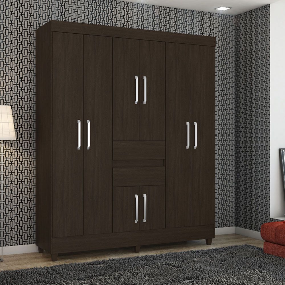 Guarda Roupa Casal 8 Portas Munique 82060 Ébano Touch Demóbile