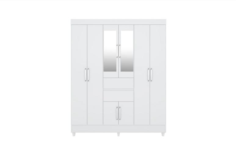 Guarda Roupa Casal 8 Portas Munique c/ Espelho 82060EL Branco Demóbile - Rocha Móveis