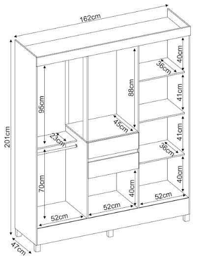 Guarda Roupa Casal 8 Portas Munique c/ Espelho 82060EL Branco Demóbile - Rocha Móveis