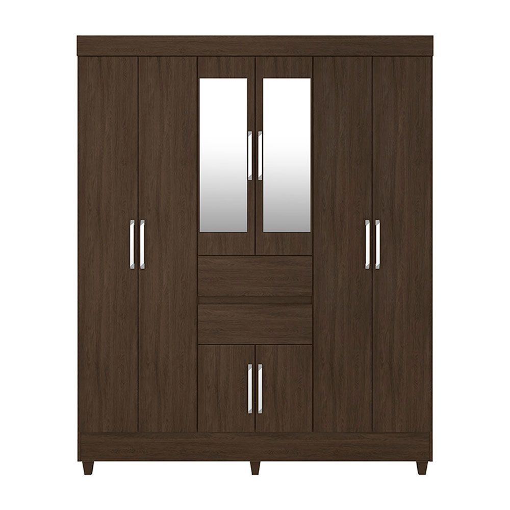 Guarda Roupa Casal 8 Portas Munique c/ Espelho 82060EL Ébano Touch Demóbile
