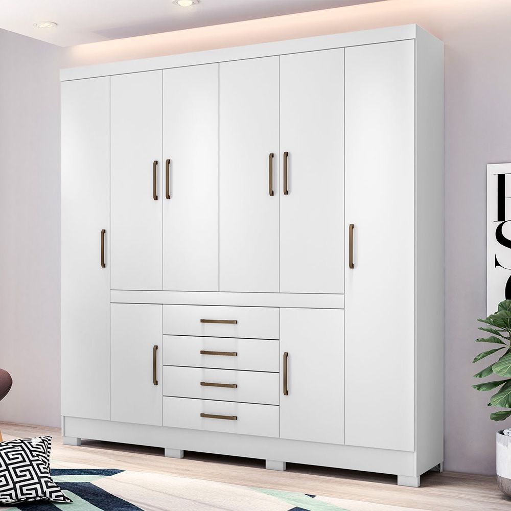 Guarda Roupa Casal 8 Portas New Realce 84020 Branco Demóbile