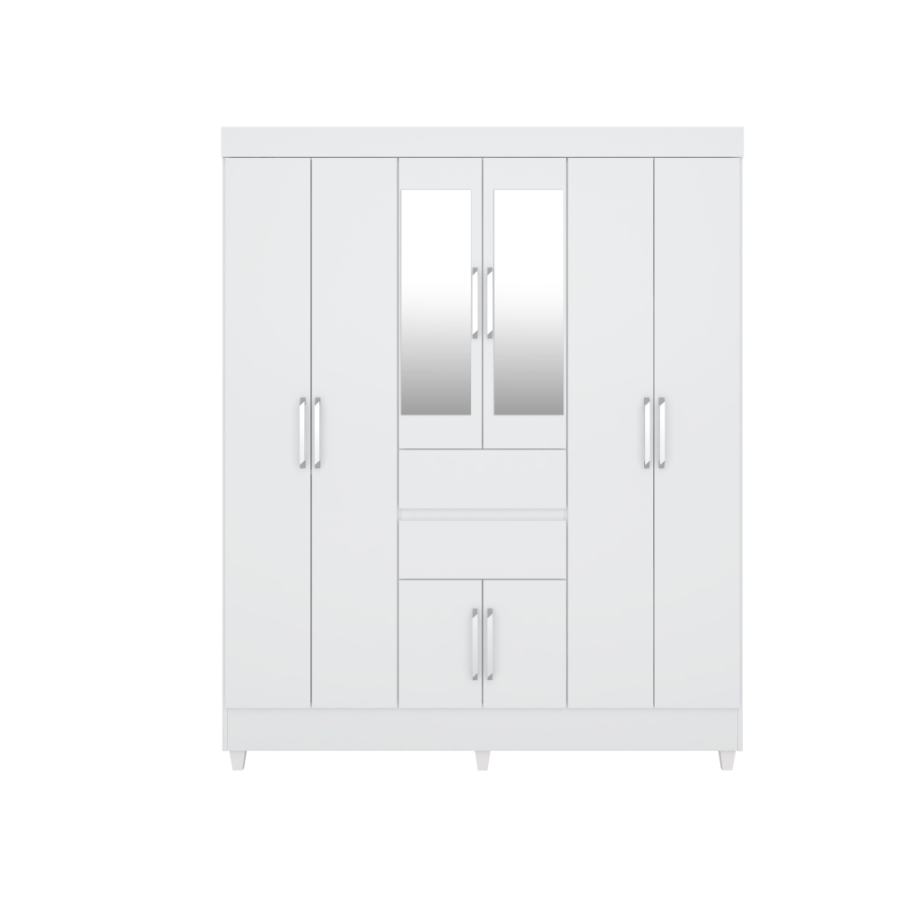 Guarda Roupa Casal 8 Portas com Espelho Terni Branco