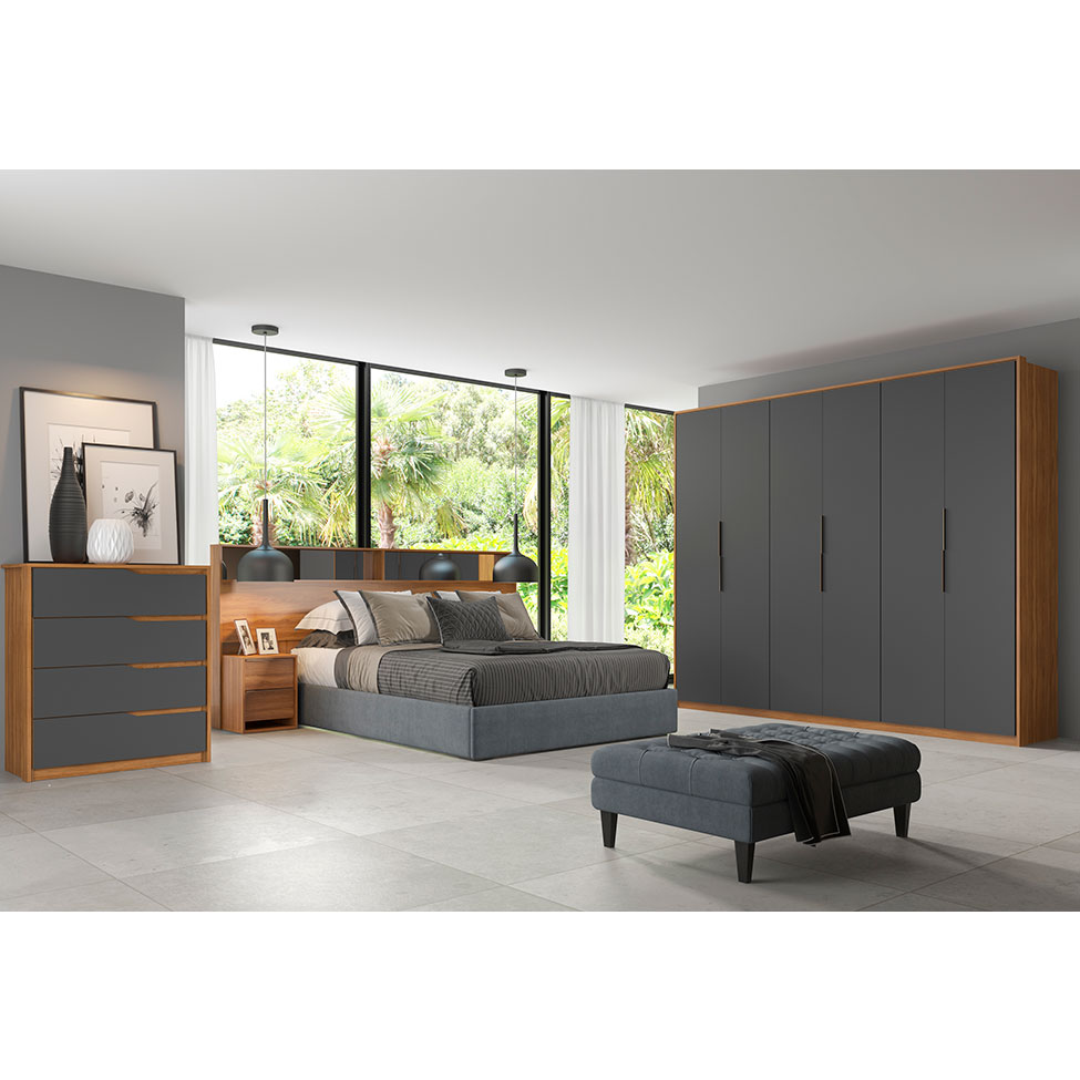 Guarda-Roupa Casal Atrice 6 Portas 6 Gavetas Amendola e Grafito