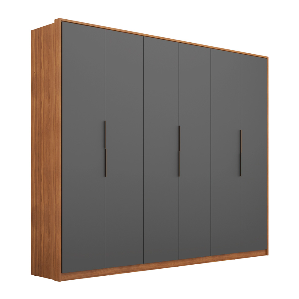 Guarda-Roupa Casal Atrice 6 Portas 6 Gavetas Amendola e Grafito