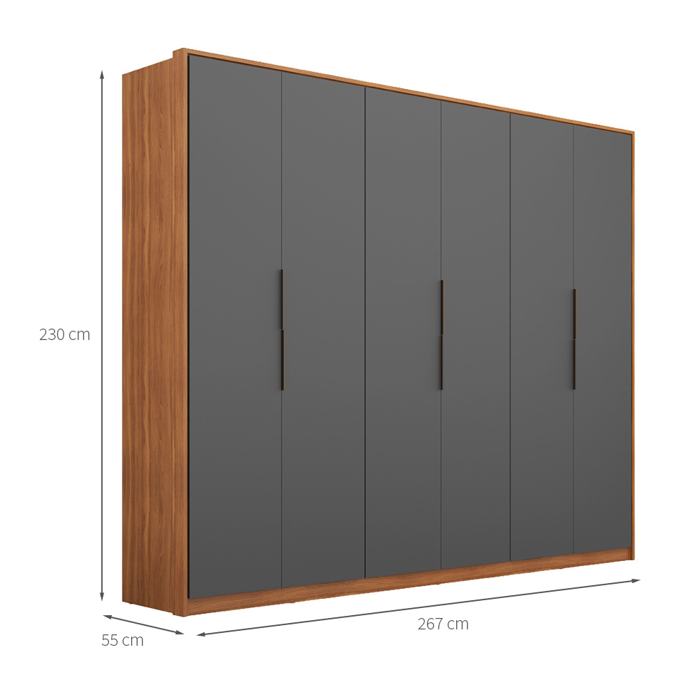 Guarda-Roupa Casal Atrice 6 Portas 6 Gavetas Amendola e Grafito