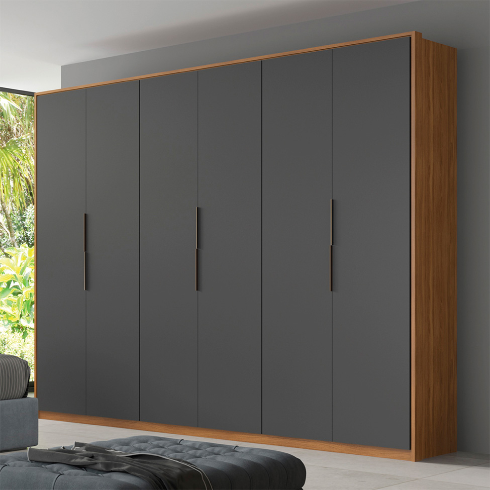 Guarda-Roupa Casal Atrice 6 Portas 6 Gavetas Amendola e Grafito