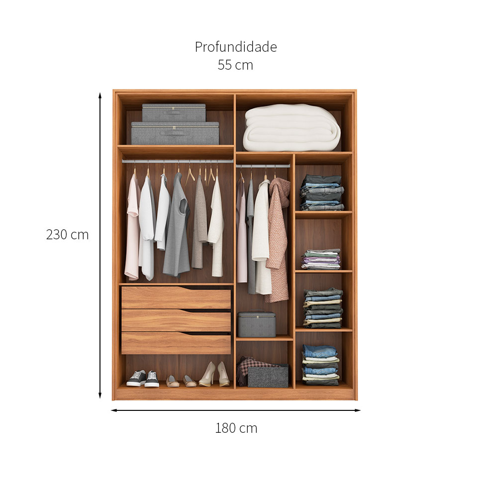 Guarda-Roupa Casal Attore 4 PT 3 GV Amendola Touch