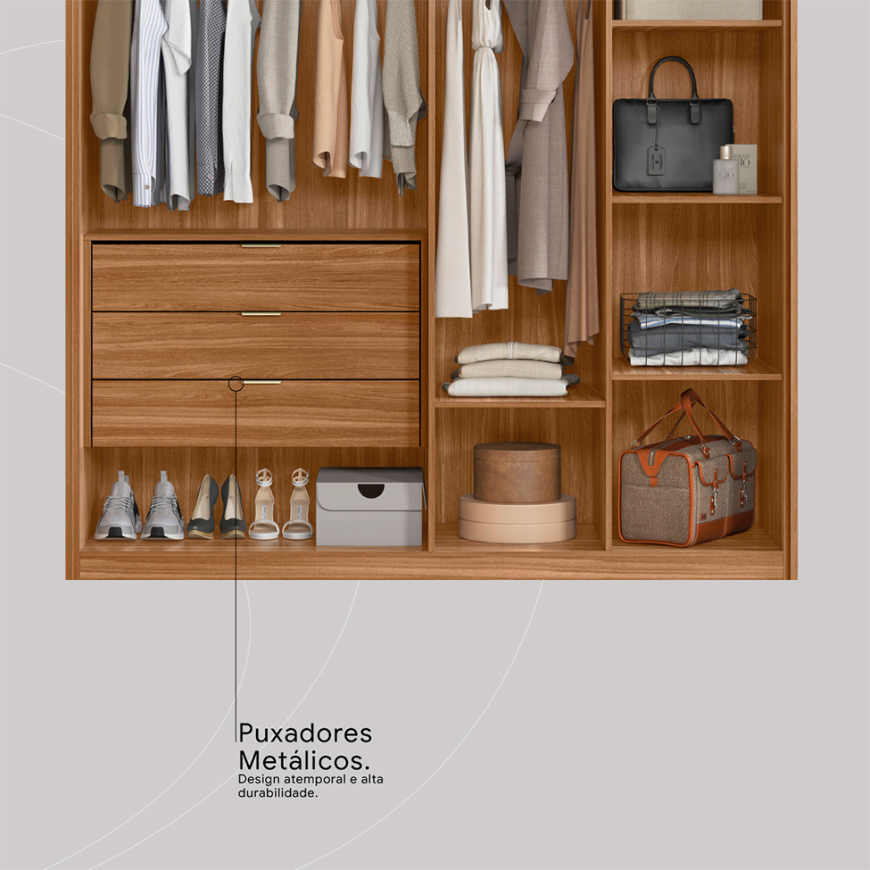 Guarda-Roupa Casal Attore 4 Portas 3 Gavetas Amendola Touch