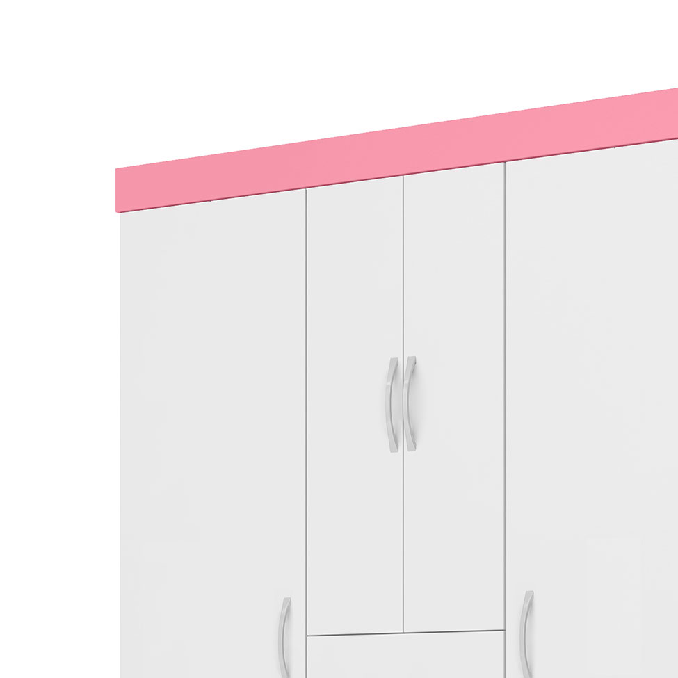 Guarda-Roupa Casal Ecom Flex 6 Portas 2 Gavetas Branco e Rosa