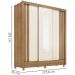 Guarda Roupa Casal Espelho 3 PT Correr 32120 Amendola Off White Flex Demobile