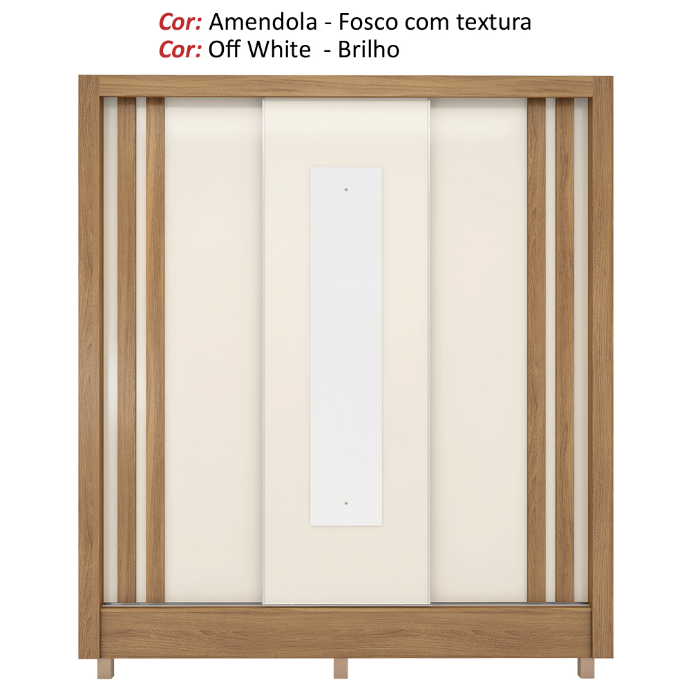 Guarda Roupa Casal Espelho 3 PT Correr 32120 Amendola Off White Flex Demobile