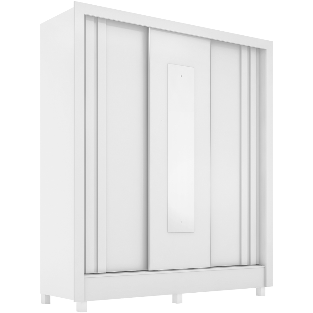 Guarda Roupa Casal Espelho 3 PT Correr 32120 Branco Demobile