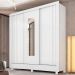 Guarda Roupa Casal Espelho 3 PT Correr 32120 Branco Demobile